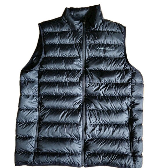 Eddie Bauer Down Vest Mens Tall Large Black EB650 Insulated Puffer Lightweight - Picture 3 of 10